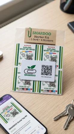 Φυσική Κάρτα Smardoo NFC/QR + 4 Έξυπνα Αυτοκόλλητα